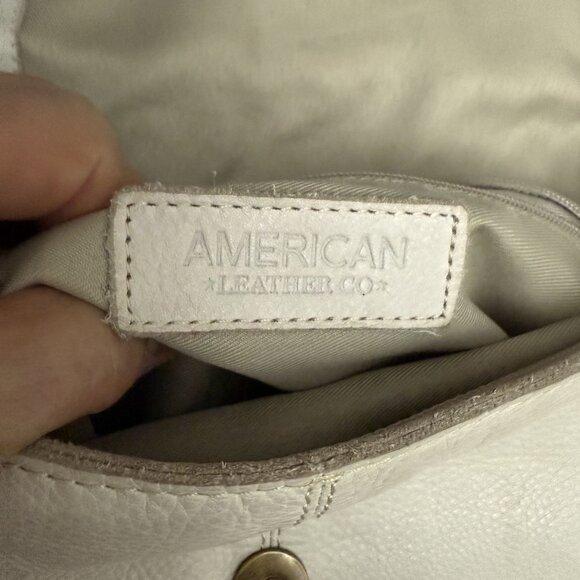 American Leather Co. Liberty Flap Backpack Bag Women's Off White Beige 11"x11" - Picture 5 of 7